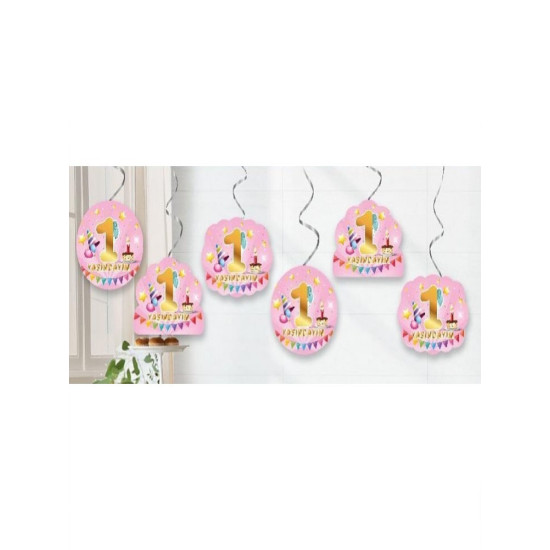 Toptan 1 Yaş Pembe 6'lı Tavan Süs