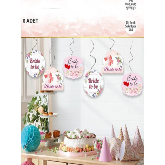 Toptan Bride To Be 6'Lı Tavan Süs 