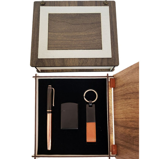 Toptan Özel VIP Ahşap Bakır Roller Kalem Anahtarlık ve Çakmak Set