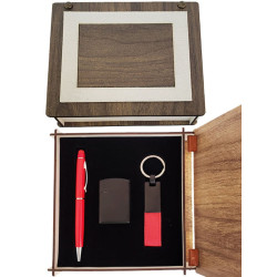 Toptan Kırmızı Kalem Anahtarlık ve Çakmak Set