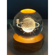 Toptan Satürnlü Kız Temalı Işıklı Cam Küresi