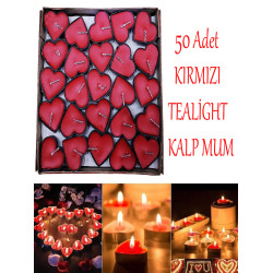 Toptan 50'Li Kalp Tealight Mum