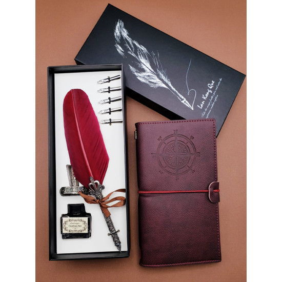 Toptan Tüylü Kalem ve Deri Defter Set Toptan Tüylü Kalem ve Deri Defter Set