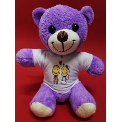 Toptan Gelin Damat Çift Baskılı Tişörtlü Mor Ayı