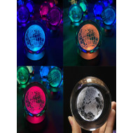 Toptan Işıklı Cam Kristal 3D Dünya Küresi