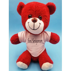 Toptan Seni Seviyorum Yazılı Tişörtlü Ayıcık