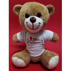 Toptan Kahverengi Ayıcık Seni Seviyorum Baskılı Tişörtlü