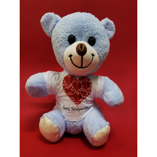 Toptan Mavi Ayıcık Seni Seviyorum Tişörtlü