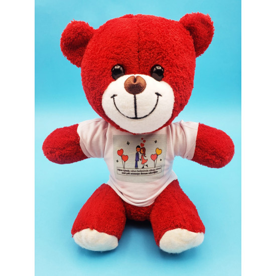 Toptan Tişörtlü Kırmızı Peluş Ayıcık Toptan Tişörtlü Kırmızı Peluş Ayıcık