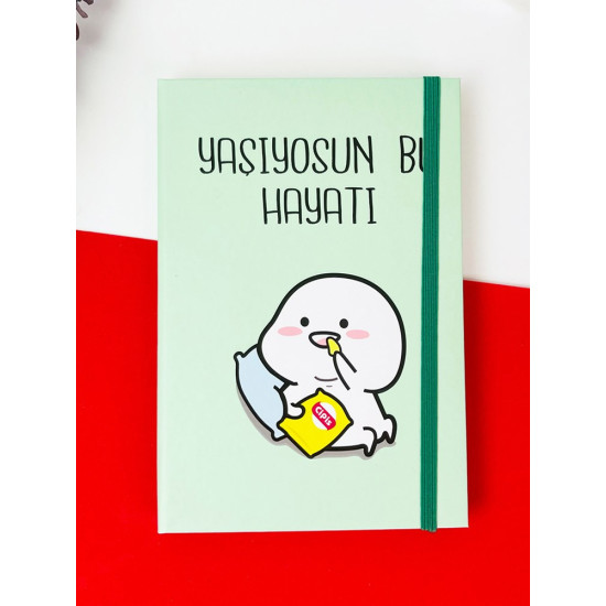 Toptan Yaşıyosun Bu Hayatı Tasarımlı Lastikli Defter Toptan Yaşıyosun Bu Hayatı Tasarımlı Lastikli Defter