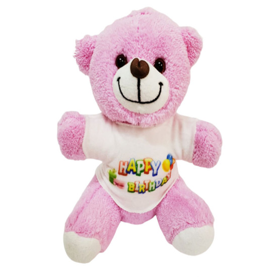 Toptan Happy Birthday Tişörtlü Sevimli Peluş Ayıcık