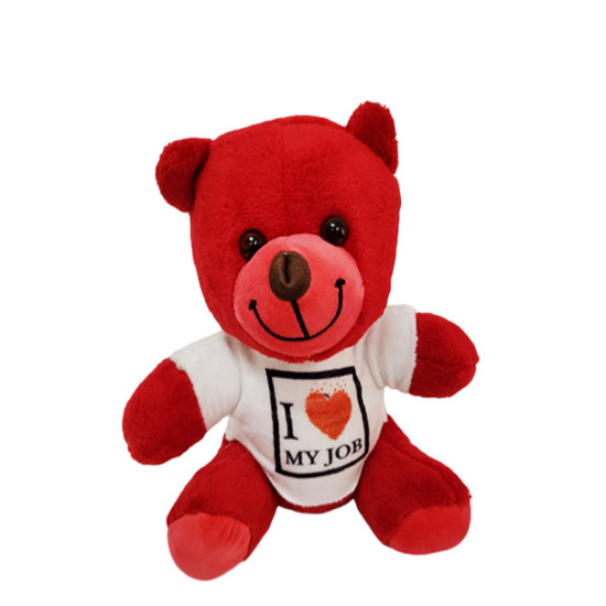 Toptan Tişörtlü I Love My Job Sevimli Peluş Ayıcık
