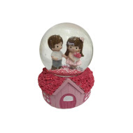 Toptan Romantik Sevgili Çift Orta Boy Işıklı ve Müzikli Kar Küresi