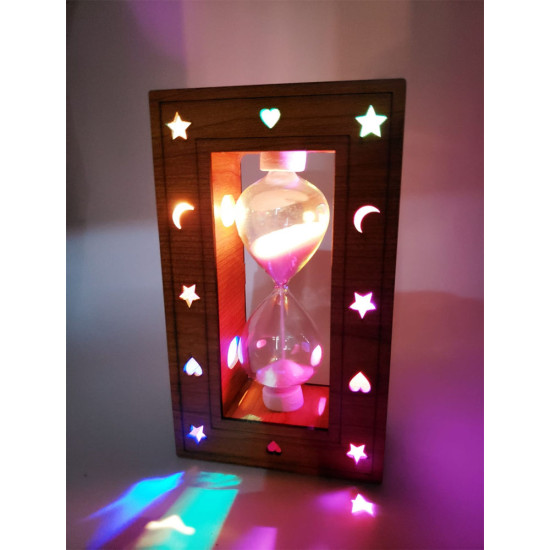 Toptan Renkli Ahşap Korumalı Işıklı Kum Saati